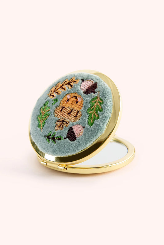 Miroir Compact Brodé - Happy Acorn