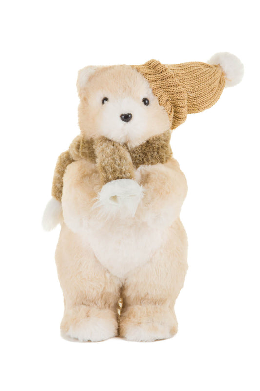 Ours Crème & Beige Debout avec Accessoires Beiges