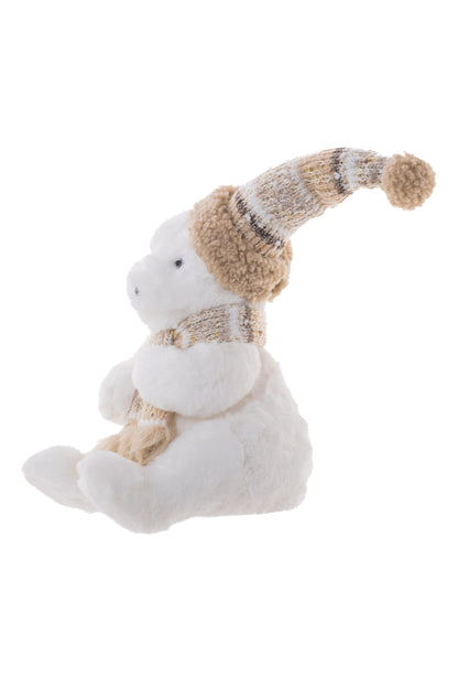 Ours Blanc Assis avec Accessoires Beiges