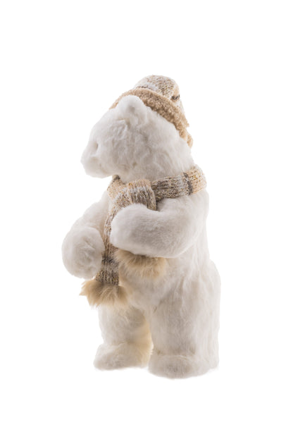 Ours Blanc Debout avec Accessoires Beiges