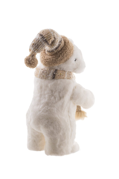 Ours Blanc Debout avec Accessoires Beiges