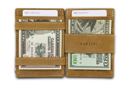 Portefeuille Magique 10 Cartes - Brun Camel | Garzini