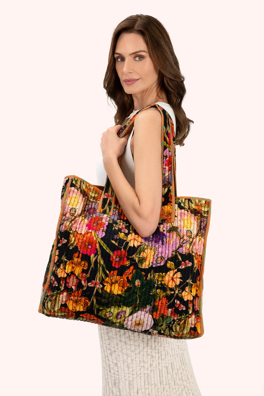 Sacs Fourre-Tout Matelassés en Velours - Midnight Posy