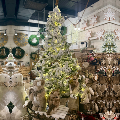 Sapin de Noël Artificiel 5 Pieds Enneigé avec Lumières LED