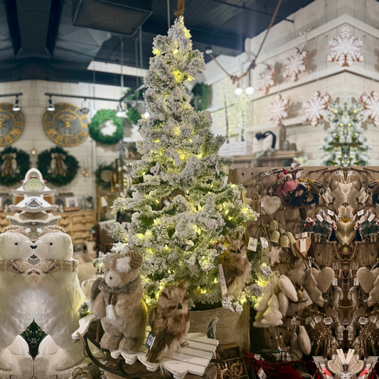 Sapin de Noël Artificiel 5 Pieds Enneigé avec Lumières LED