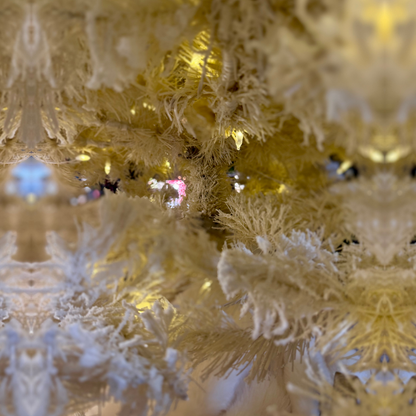 Sapin de Noël Artificiel 9 Pieds Blanc Enneigé avec Lumières LED