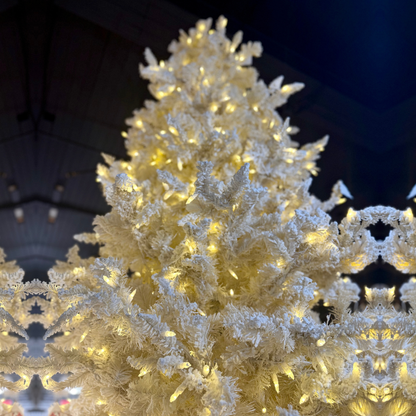 Sapin de Noël Artificiel 9 Pieds Blanc Enneigé avec Lumières LED