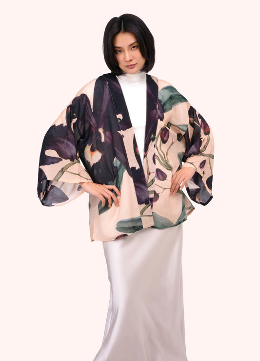 Veste Kimono Courte - Midnight Orchid | Powder